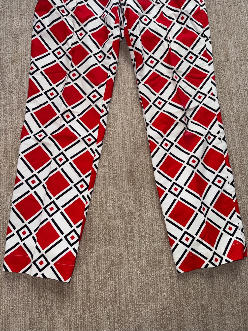 Loudmouth Mens 32x32 Danger Golf Slacks Red White Black Stretch Golfcore Pants - Picture 3 of 11